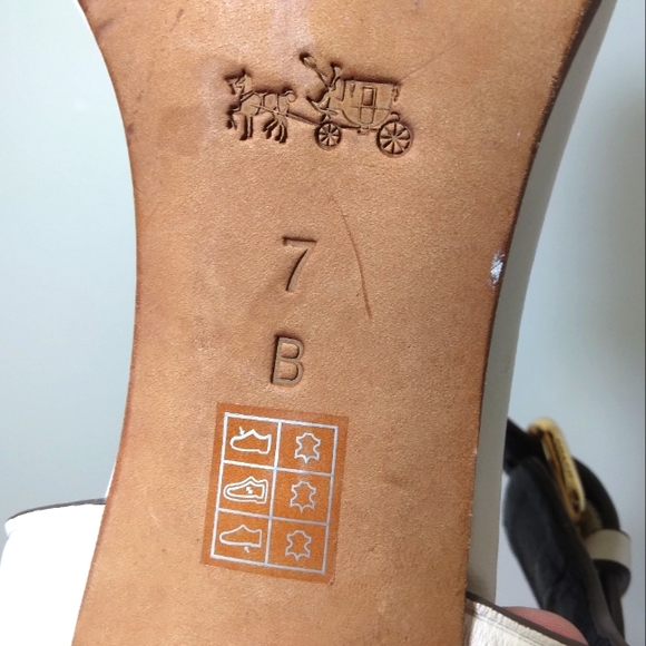 COACH 'Izzy' Genuine Leather Heeled Sandal in Chalk Sz 7B - Picture 9 of 14